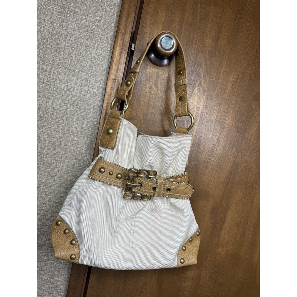 Vintage Kathy Van Zeeland Two Tone Gold Y2K Studded Purse Shoulder Bag Retro